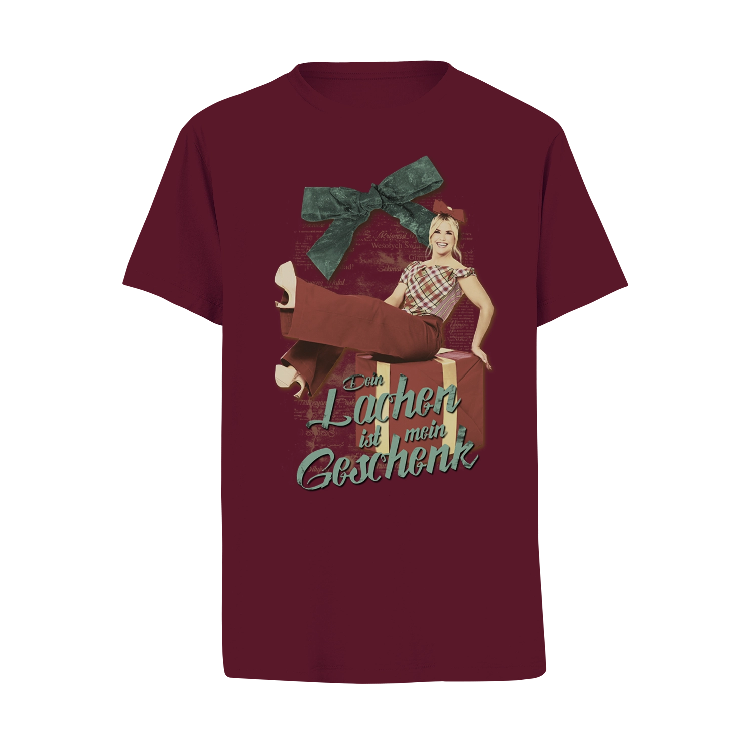 T-Shirt  „Dein Lachen ist mein Geschenk“ Maroon