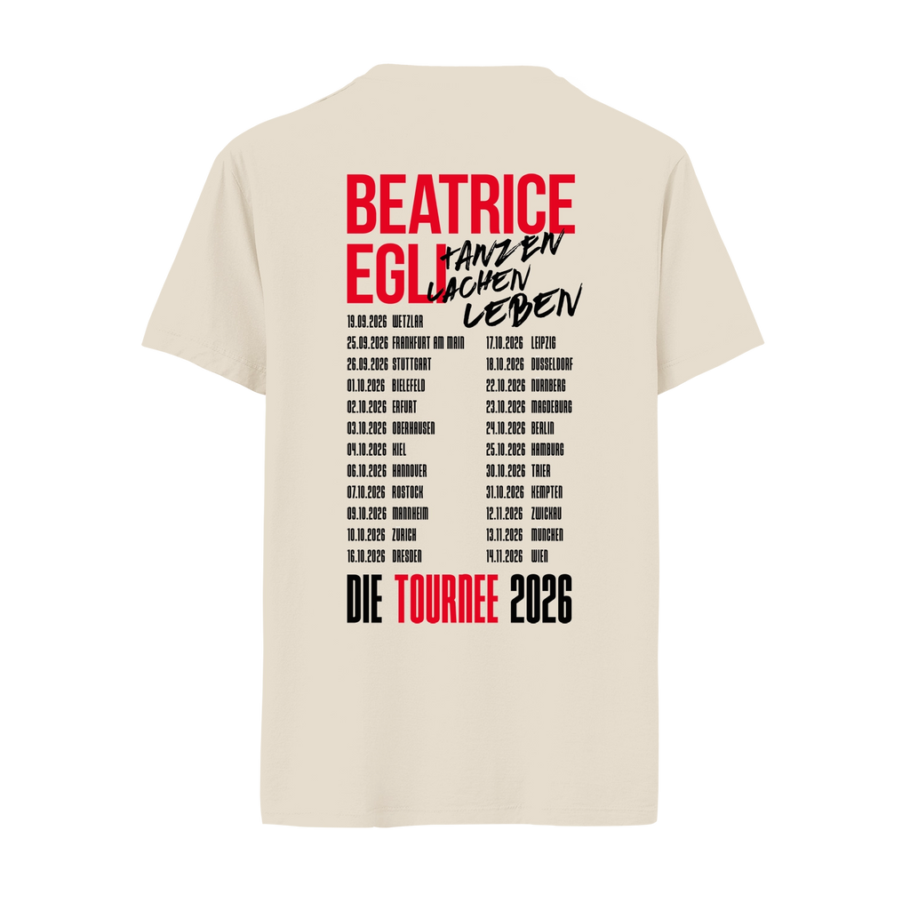 T-Shirt „Die Tournee 2026 – TANZEN LACHEN LEBEN“ in Beige