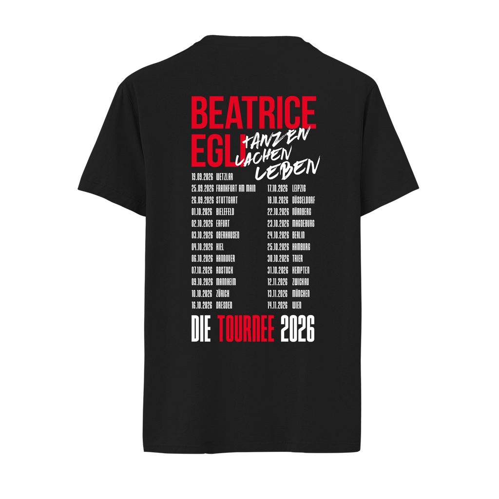 T-Shirt „Die Tournee 2026 – TANZEN LACHEN LEBEN“ in Schwarz